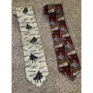Jerry Garcia, Museum Artifact Piano Music Ties 100% Silk